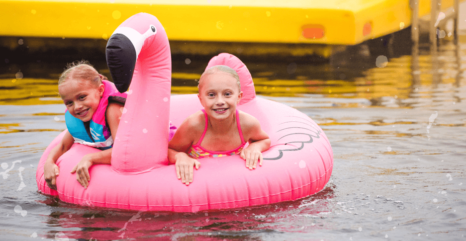 Young girls swimming at Barrett Lake Resort and Campground